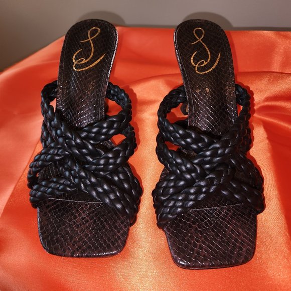 Womens Sam Edelman Snake Embossed Marjorie Leather Sandals - Picture 2 of 10